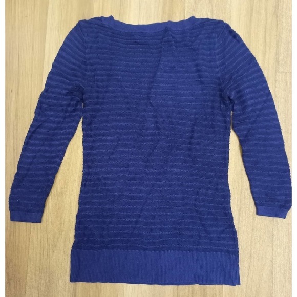 LOFT Womens Lightweight Size XS Navy Blue 3/4 Knit Sweater Work Casual - Picture 4 of 5